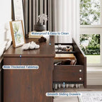 COZONY 47 Commode de ferme à 6 tiroirs, double commode rustique en bois avec poignées en métal pour chambre, salon et rangement de couloir