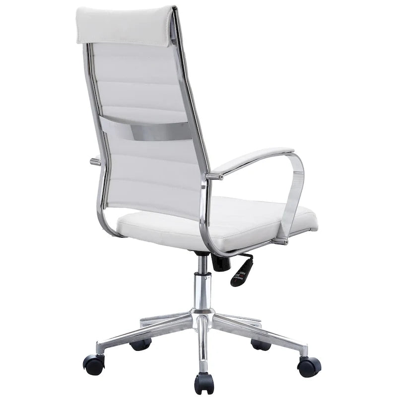 Chaise de bureau moderne haute avec dossier haut, en similicuir PU, pivotante, inclinable, réglable, avec coussin, modèle de designer, pour dirigeant