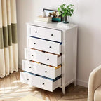 Commode à 5 tiroirs pour chambre à coucher, commode haute en bois avec rangement profond, commode moderne pour entrée et couloir