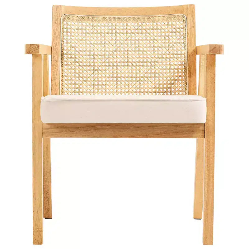 VEVOR Chaise en rotin de style moderne du milieu du siècle, fauteuil d'appoint rembourré en velours avec dossier en rotin, chaise de salon rétro pour salon, chambre à coucher, beige