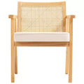 VEVOR Chaise en rotin de style moderne du milieu du siècle, fauteuil d'appoint rembourré en velours avec dossier en rotin, chaise de salon rétro pour salon, chambre à coucher, beige