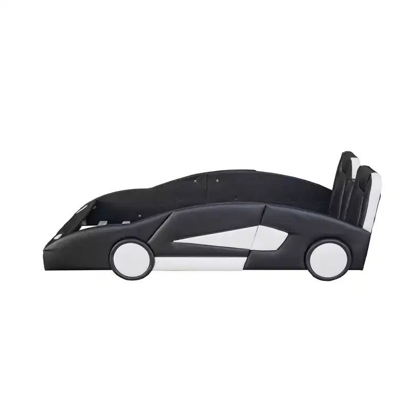 Lit Plateforme Jumeau Whisen au Design Cool en Forme de Voiture de Course avec Roues