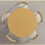 PexFix 45 Table de salle à manger de style campagnard en chêne massif avec plateau rond en bois, idéale pour les salles à manger modernes et les réunions de famille.