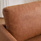 Fauteuil pivotant Etokfoks 30,7 pouces de large en PU marron, avec accoudoirs carrés, fauteuil de salon 360 degrés pour chambre à coucher