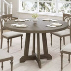 Table à manger ronde pour 4 personnes, table de cuisine en bois de 119 cm avec pieds à tenons, table circulaire, table de salle à manger, cuisine