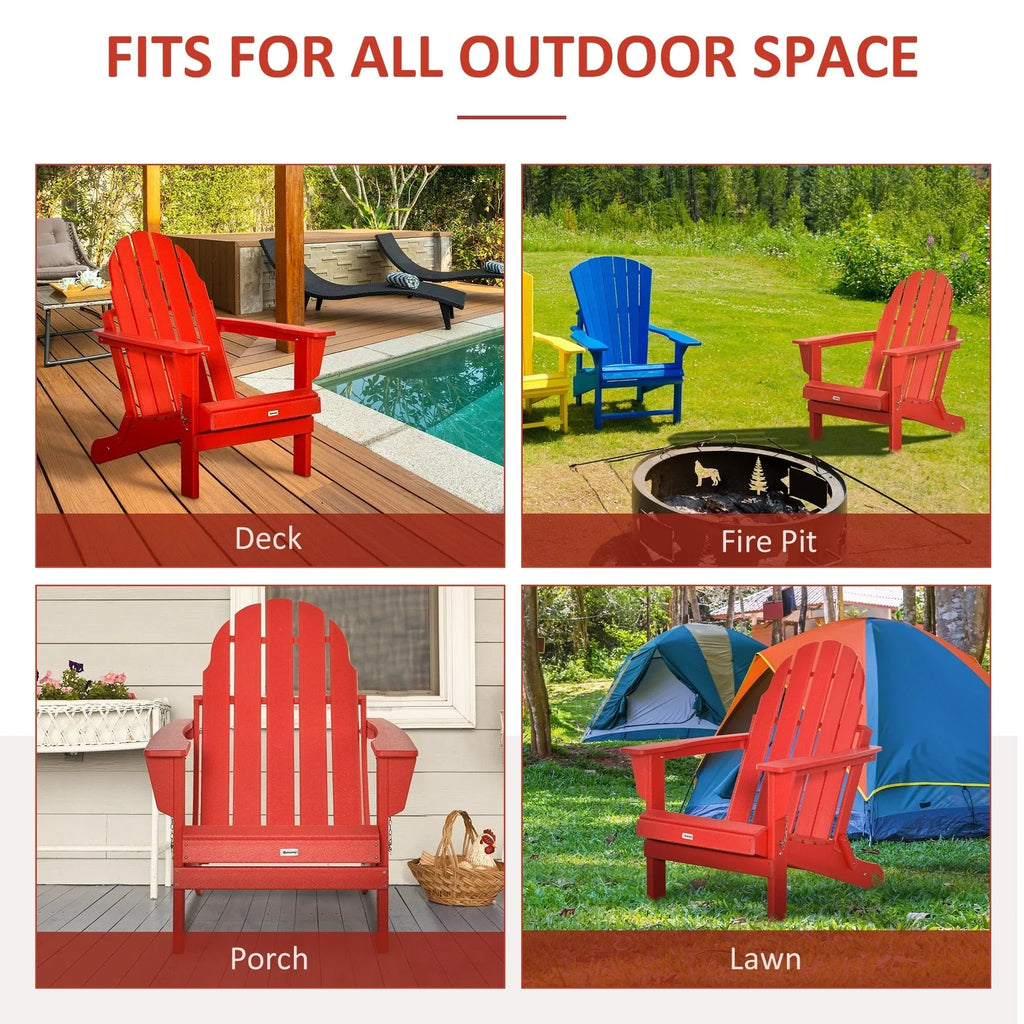 Chaise Outsunny Adirondack Pliante, Chaises de Plage Longues en Plastique HDPE Tout Temps pour Patio, Terrasse et Mobilier de Jardin