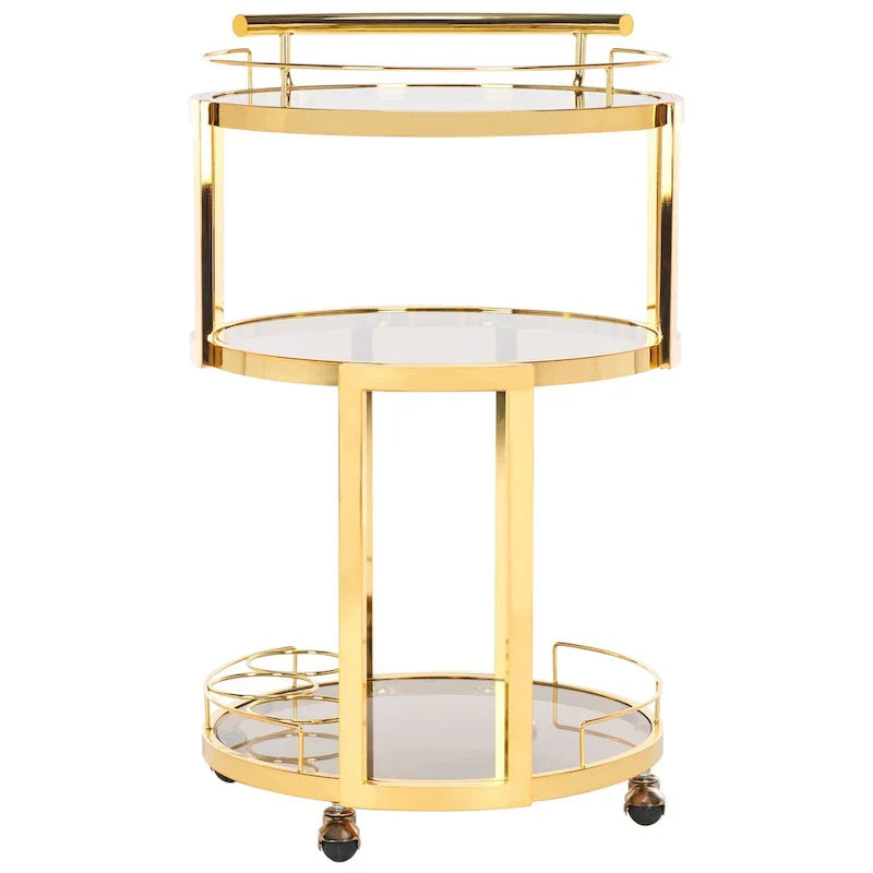 SAFAVIEH Sueann Chariot de bar rond à 3 niveaux-Or / Thé - 22.1 x 19.7 x 34.3 - 22Lx20Px34H