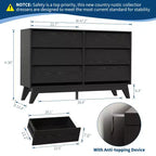 Commode à 6 tiroirs pour chambre à coucher, commode moderne de 120 cm, meuble TV en bois, armoire de rangement pour placard ou salon, noir