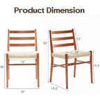 TUYOHW Lot de 2 Chaises de Salle à Manger Style Ferme Moderne du Milieu du Siècle, Chaises de Salle à Manger avec Assise en Corde Tressée et Cadre en Métal Robuste