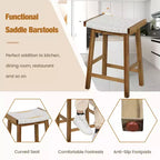 Lot de 2 tabourets de bar à selle de salle à manger Costway de 64,8 cm, siège tissé en jonc de mer, en bois massif