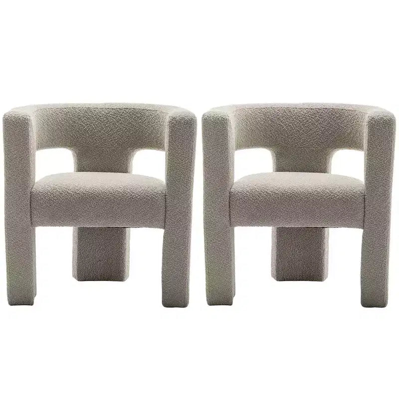 Ensemble de 2 fauteuils rembourrés en tissu bouclette à accoudoirs carrés de 71 cm de large - Kinwell