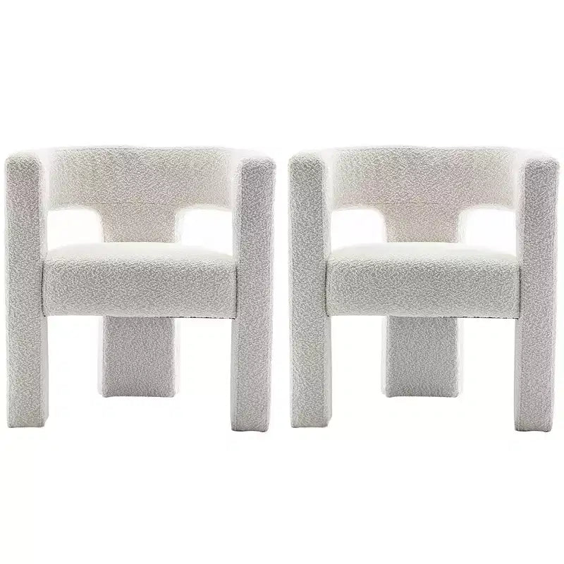 Ensemble de 2 fauteuils rembourrés en tissu bouclette à accoudoirs carrés de 71 cm de large - Kinwell