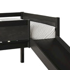 Lit mezzanine bas classique double CraftPorch avec tableau noir, toboggan et échelle