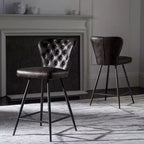 Tabouret de comptoir pivotant Ashby 26H de style moderne du milieu du siècle, avec capitonnage en cuir (ensemble de 2) - FOX1702 - Safavieh Couture