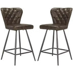 Ashby 26H Mid-Century Modern Leather Tufted Swivel Counter Stool (Set Of 2) - FOX1702 - Safavieh Couture