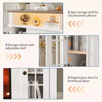 Meuble TV compatible 70 pouces, Console multimédia 58 pouces, Meuble TV moderne effet bois avec lumières LED, Rangement avec portes en verre et étagères réglables