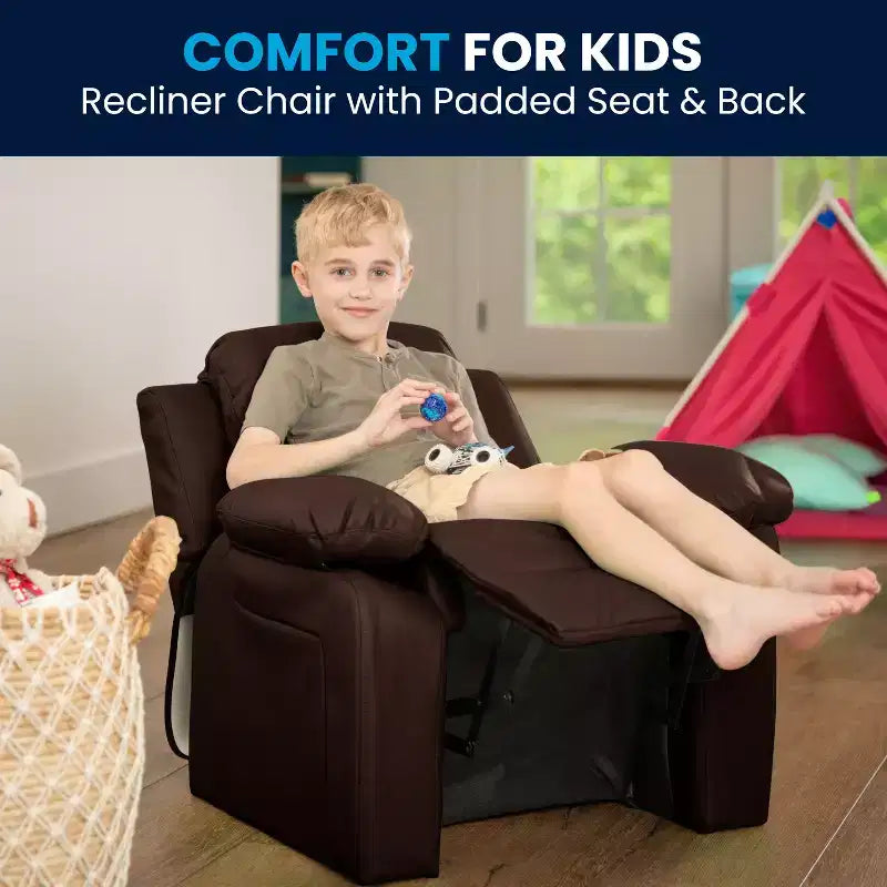 Fauteuil inclinable contemporain Flash Furniture de luxe rembourré pour enfants avec accoudoirs de rangement