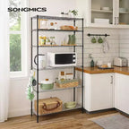 SONGMICS Étagère de garage, Étagère métallique, Étagère de rangement de cuisine avec étagères réglables, pour salon, garage, noir