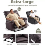 Fauteuil inclinable en cuir surdimensionné, inclinable manuel extra large, chaise longue avec accoudoirs et dossier confortables en éponge 1,5X pour salon, chambre