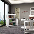 MAYEERTY Grand meuble de rangement en bambou blanc pour salle de bain et salon avec étagères 1 pièce