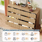 Commode à 8 tiroirs pour chambre à coucher, grande commode cannelée, organisateur de rangement en bois, armoire de rangement pour chambre à coucher, salon, maison