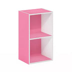 Furinno Étagère Ouverte Décorative à 2 Niveaux Table de Chevet Table d'appoint Canapé Côté Rangement Vitrine Rose/Blanc