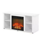 Meuble TV de cheminée Furinno, console TV avec étagère de rangement ouverte pour TV jusqu'à 55 pouces, blanc
