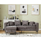 Canapé sectionnel convertible moderne en forme de L en chenille capitonnée