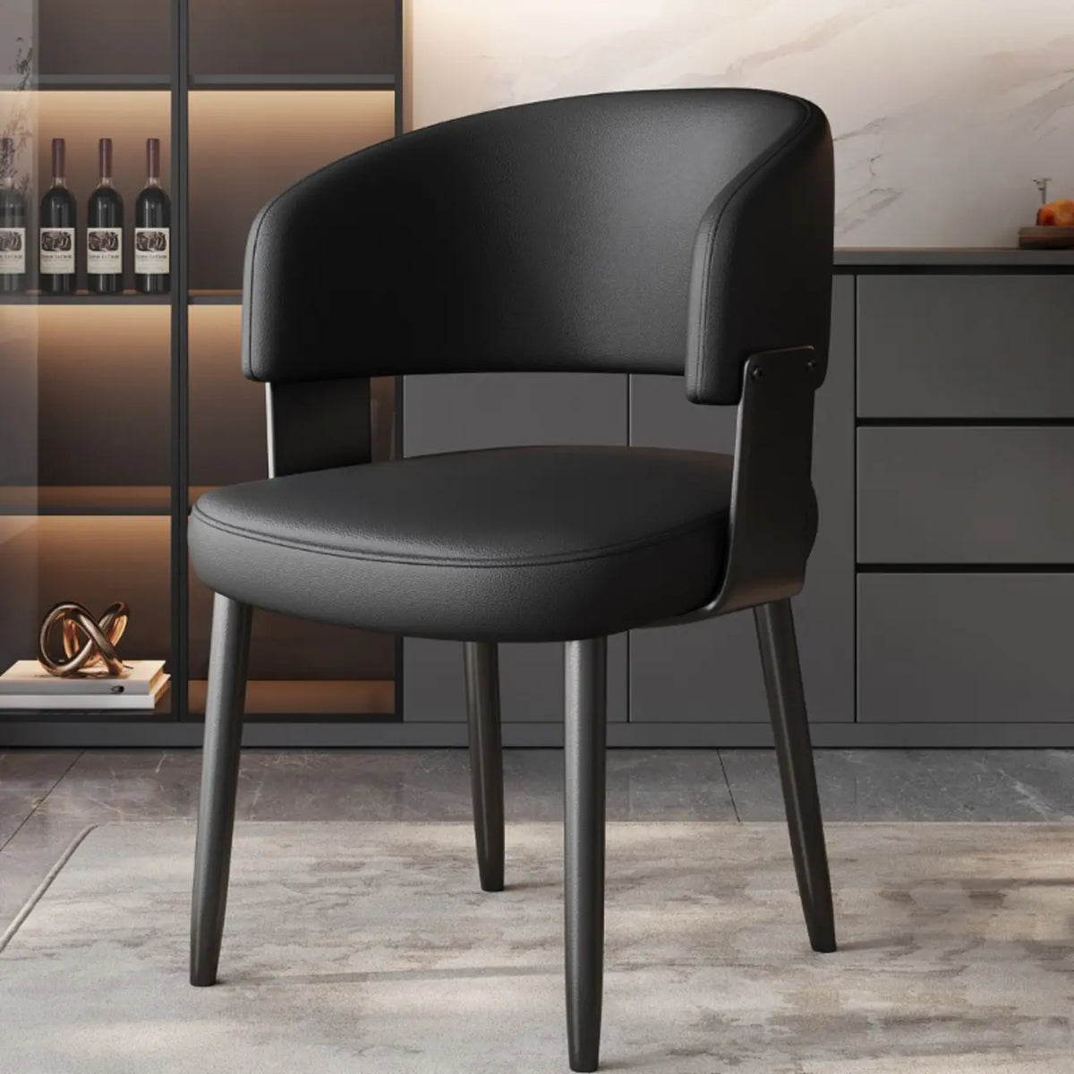 Chaise de salle à manger moderne glamour en cuir