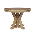 Table à manger ronde Felipa Rustic Farmhouse en bois massif naturel avec piètement croisé pour 4 personnes | ART OF LIVING DESIGNS-Natural