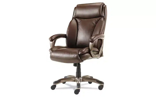 Alera Alera Veon Series Executive High-Back Bonded Leather Chair, Supports Up to 275 lb, Brown Seat/Back, Bronze Base