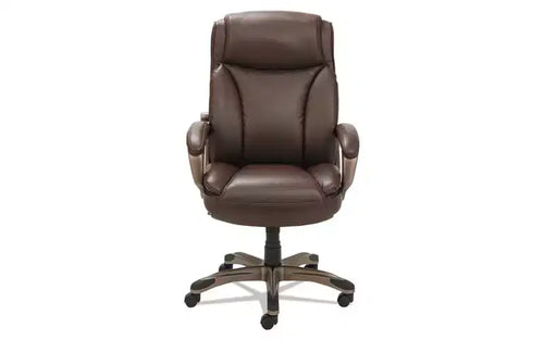 Fauteuil de direction Alera Alera Veon Series, dossier haut en cuir reconstitué, supporte jusqu'à 125 kg, assise/dossier marron, piètement bronze