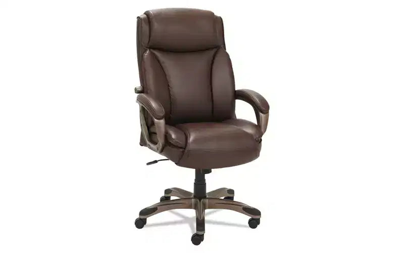 Fauteuil de direction Alera Alera Veon Series, dossier haut en cuir reconstitué, supporte jusqu'à 125 kg, assise/dossier marron, piètement bronze