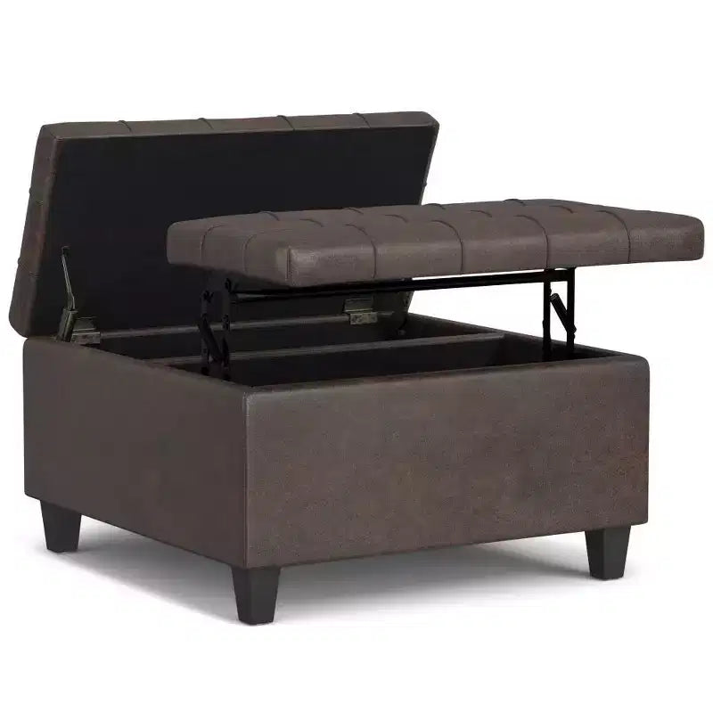 Table basse carrée avec rangement et pouf WyndenHall Elliot