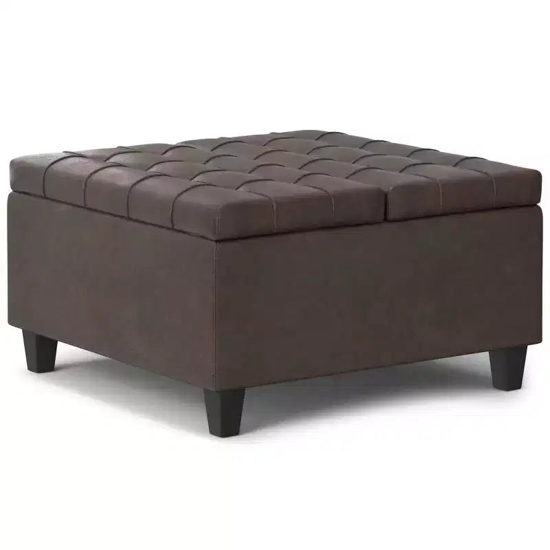 Table basse carrée avec rangement et pouf WyndenHall Elliot
