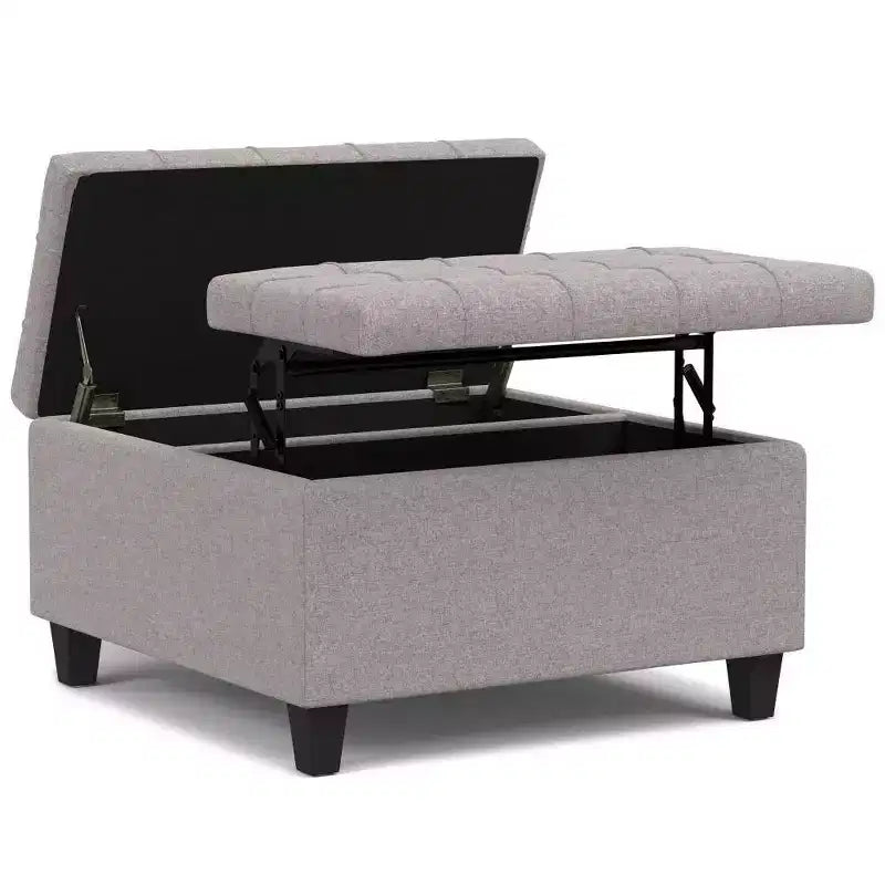 Table basse carrée avec rangement et pouf WyndenHall Elliot