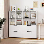Étagère Costway avec 2 tiroirs, bibliothèque ouverte à 4 niveaux avec 4 cubes de rangement pour le bureau à domicile