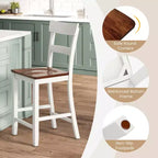 Lot de 4 tabourets de bar en bois Costway, chaises de bar avec cadre en bois de caoutchouc LVL, dossier, repose-pieds Noir/Blanc