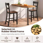 Lot de 4 tabourets de bar en bois Costway, chaises de bar avec cadre en bois de caoutchouc LVL, dossier, repose-pieds Noir/Blanc