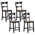 Costway Wooden Bar Stool Set of 4 Bar Chairs with LVL Rubber Wood Frame, Backrest, Footrest Black/White