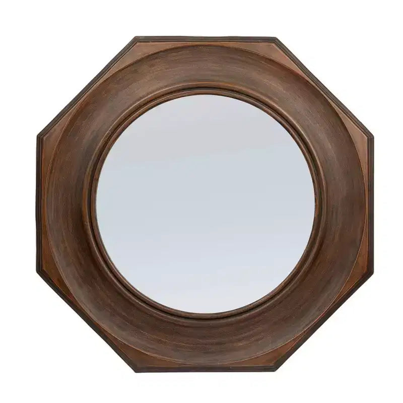 Miroir mural hexagonal à cadre en bois sculpté Storied Home