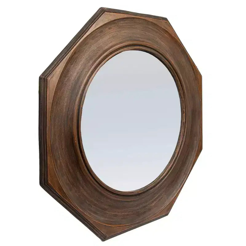 Miroir mural hexagonal à cadre en bois sculpté Storied Home