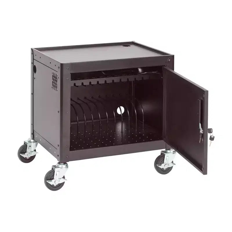 Meuble de présentation audiovisuelle mobile ECR4Kids et chariot de charge à 12 baies, chariot technologique, noir