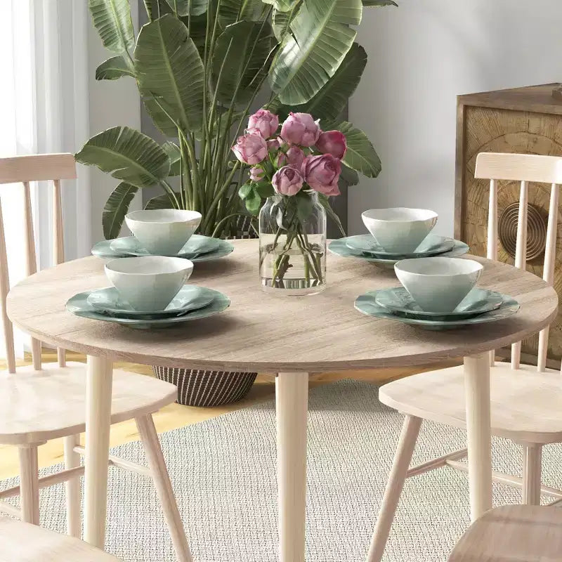 Table à manger pliante HOMCOM, table pliante à abattants pour petits espaces, table de cuisine ronde pliable avec pieds en bois