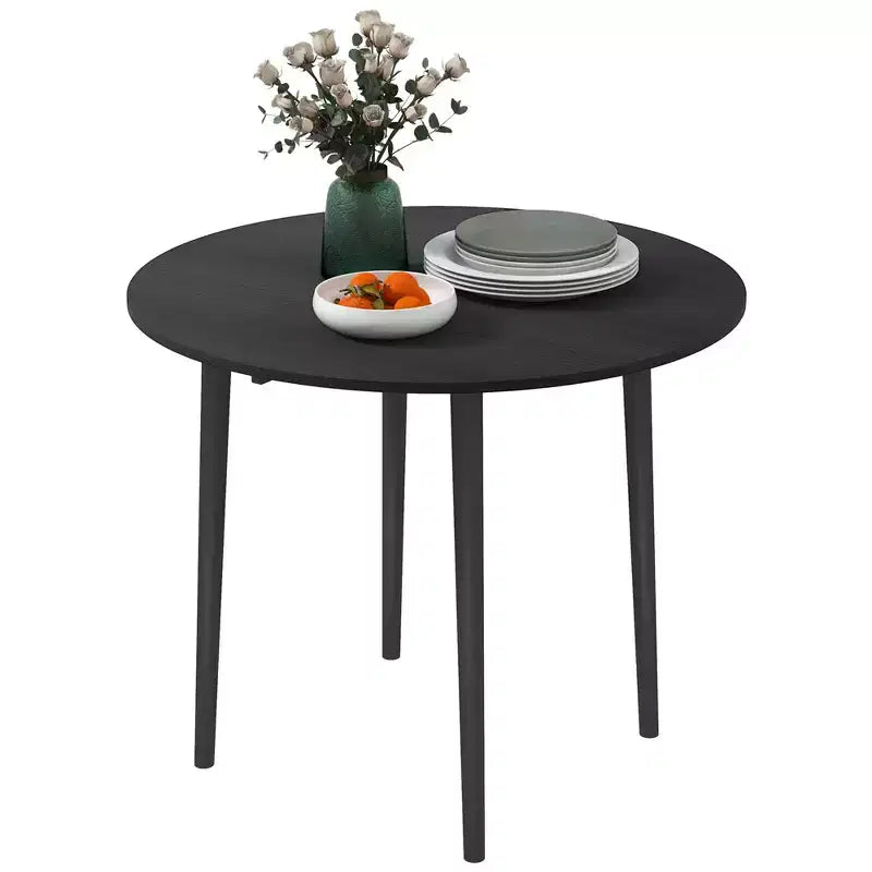 Table à manger pliante HOMCOM, table pliante à abattants pour petits espaces, table de cuisine ronde pliable avec pieds en bois