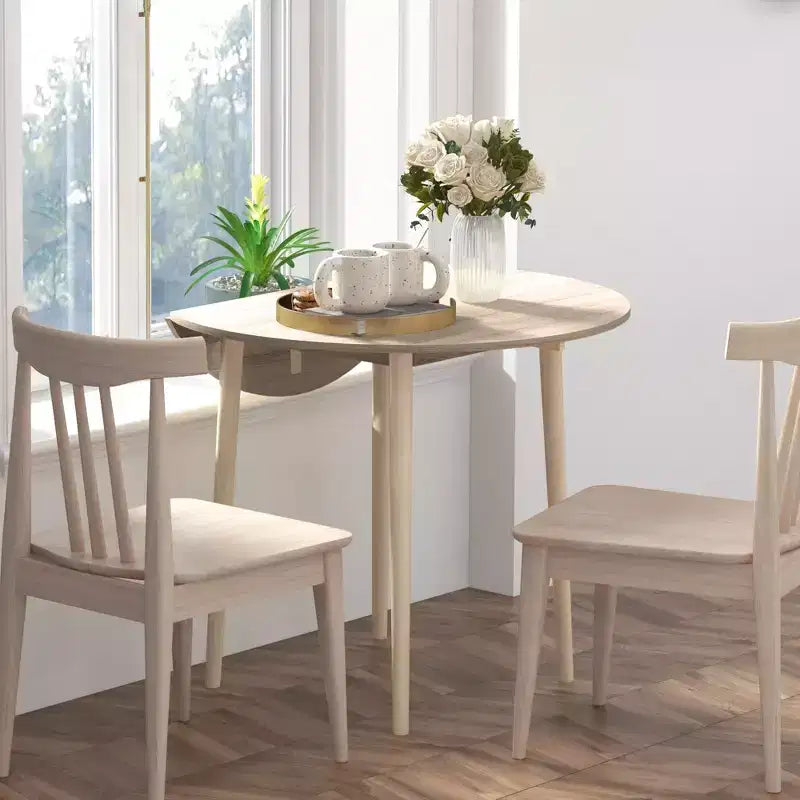 Table à manger pliante HOMCOM, table pliante à abattants pour petits espaces, table de cuisine ronde pliable avec pieds en bois