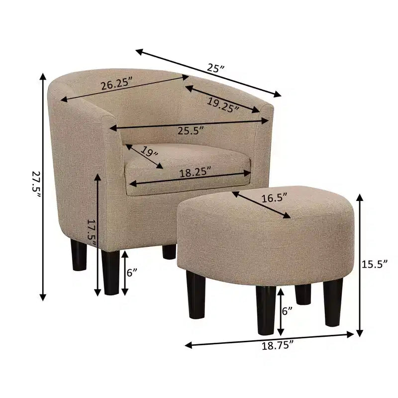 Breighton Home Fauteuil d'appoint avec ottoman Churchill