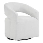 Fauteuil pivotant rond moderne en tissu bouclette Stormherald avec dossier ouvert, disponible 24 h/24 et 7 j/7 chez Shop At Home