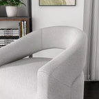 Fauteuil pivotant rond moderne en tissu bouclette Stormherald avec dossier ouvert, disponible 24 h/24 et 7 j/7 chez Shop At Home