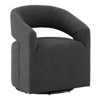 Fauteuil pivotant rond moderne en tissu bouclette Stormherald avec dossier ouvert, disponible 24 h/24 et 7 j/7 chez Shop At Home